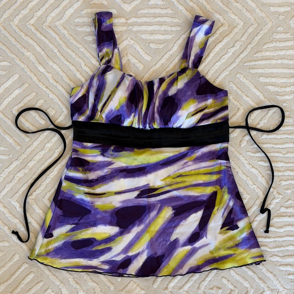 Vintage Y2K BCX Purple Abstract Babydoll Tank | Coquette Fairycore Empire Waist - Picture 12 of 14
